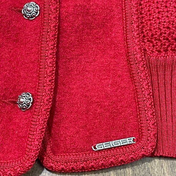 Vintage Geiger Wool Cardigan Sweater Women's Size 38 US Small Red Knit - Picture 8 of 11